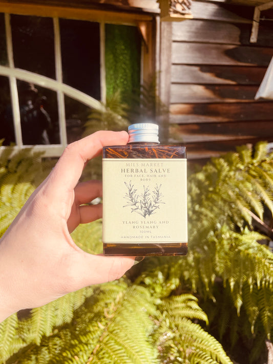 Herbal Salve for Face, Hair and Body - Ylang Ylang and Rosemary